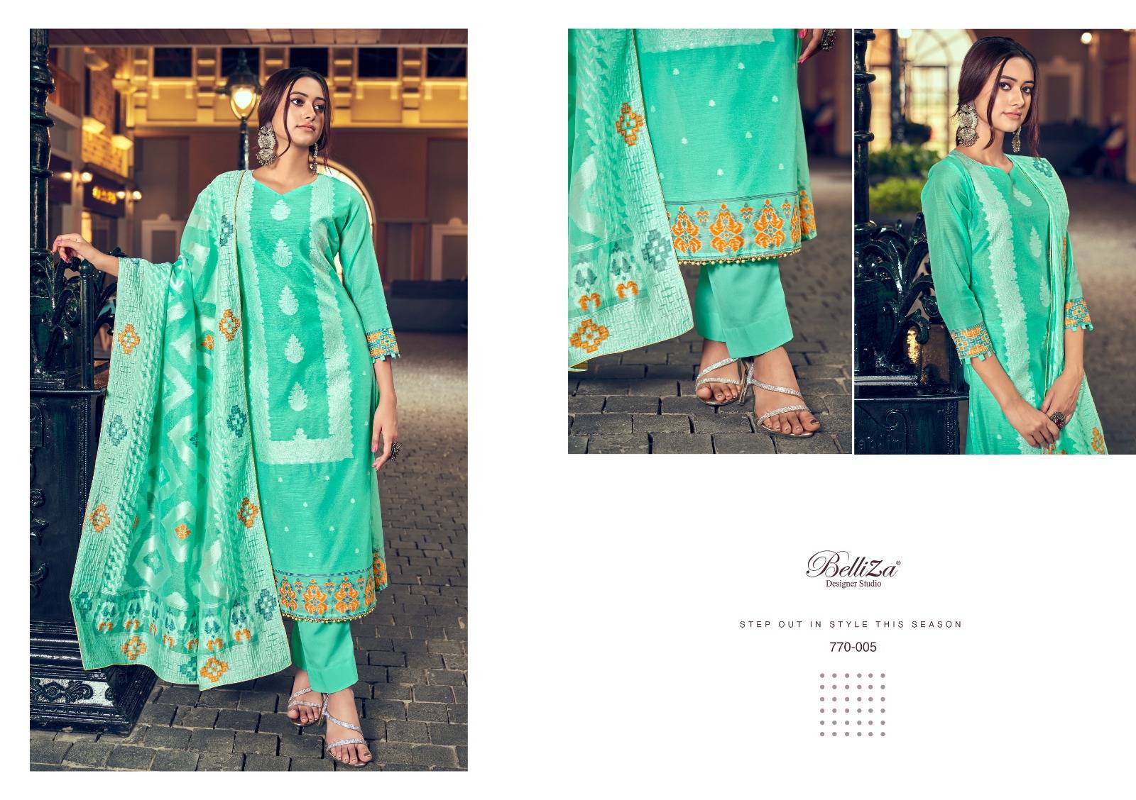ODHNI BY Belliza 770-001 TO 770-006 SERIES Pakistani Stylish Embroidered Pure Cotton Dresses At Wholesale Price
